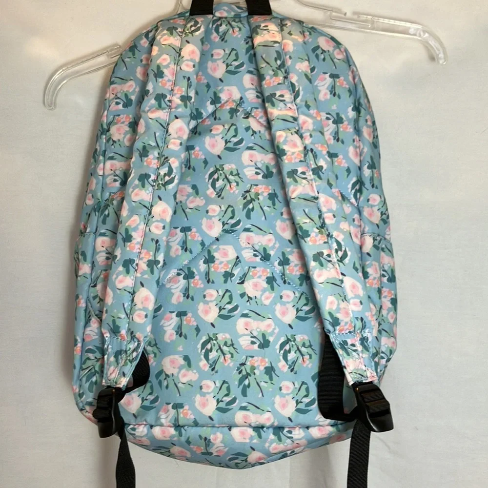 Floral backpack beautiful light blue and pink pastel flowered backpack